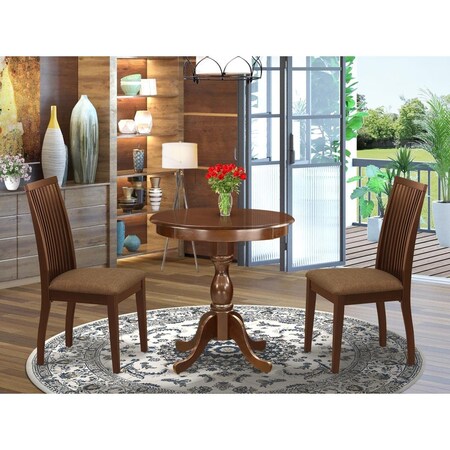 East West Furniture 3 Piece Eden Modern Dining Room Table Set - Mahogany ESIP3-MAH-C